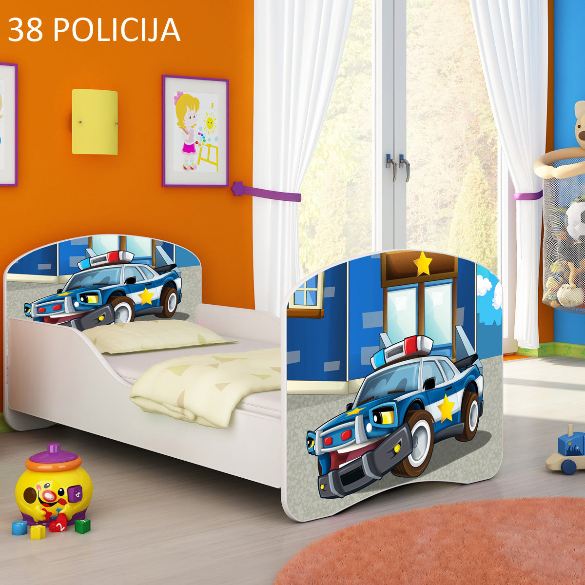 Dječji krevet ACMA s motivom 160x80 cm 38 Policija