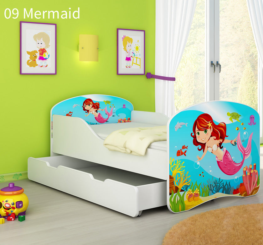 Dječji krevet ACMA s motivom + ladica 140x70 cm 09 Mermaid