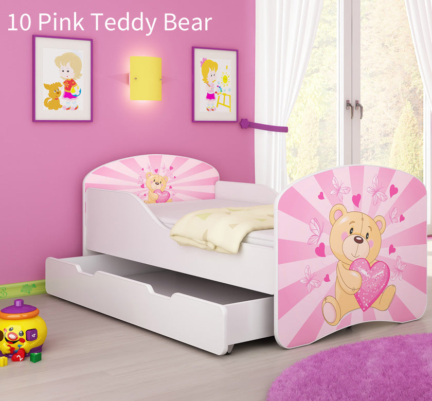 Dječji krevet ACMA s motivom + ladica 160x80 cm 10 Pink Teddy Bear