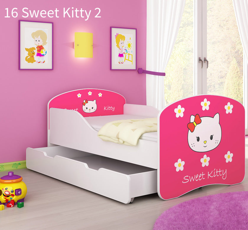 Dječji krevet ACMA s motivom + ladica 180x80 cm 16 Sweet Kitty 2