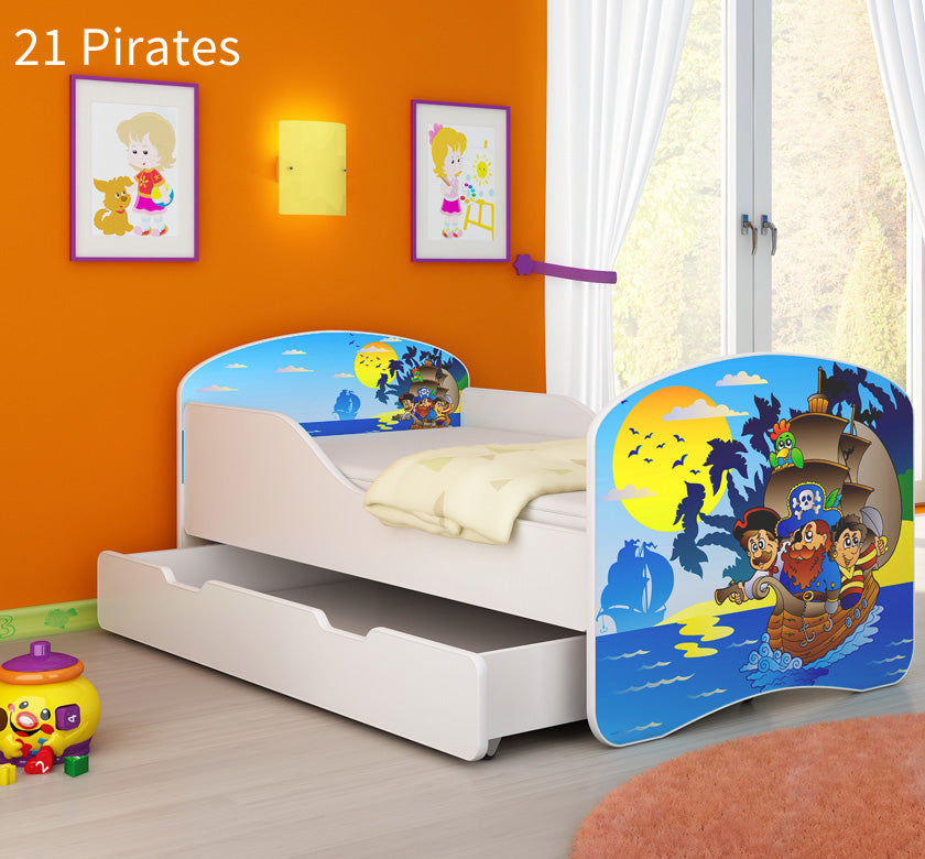 Dječji krevet ACMA s motivom + ladica 160x80 cm 21 Pirates