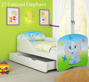 Dječji krevet ACMA s motivom + ladica 160x80 cm 27 Colored Elephant