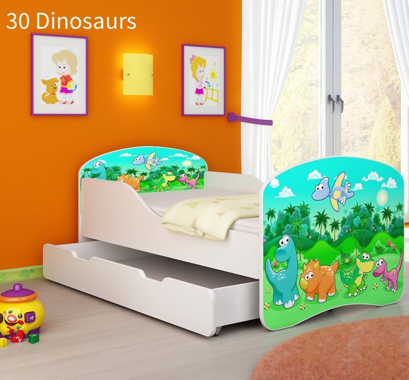 Dječji krevet ACMA s motivom + ladica 160x80 cm 30 Dinosaurs