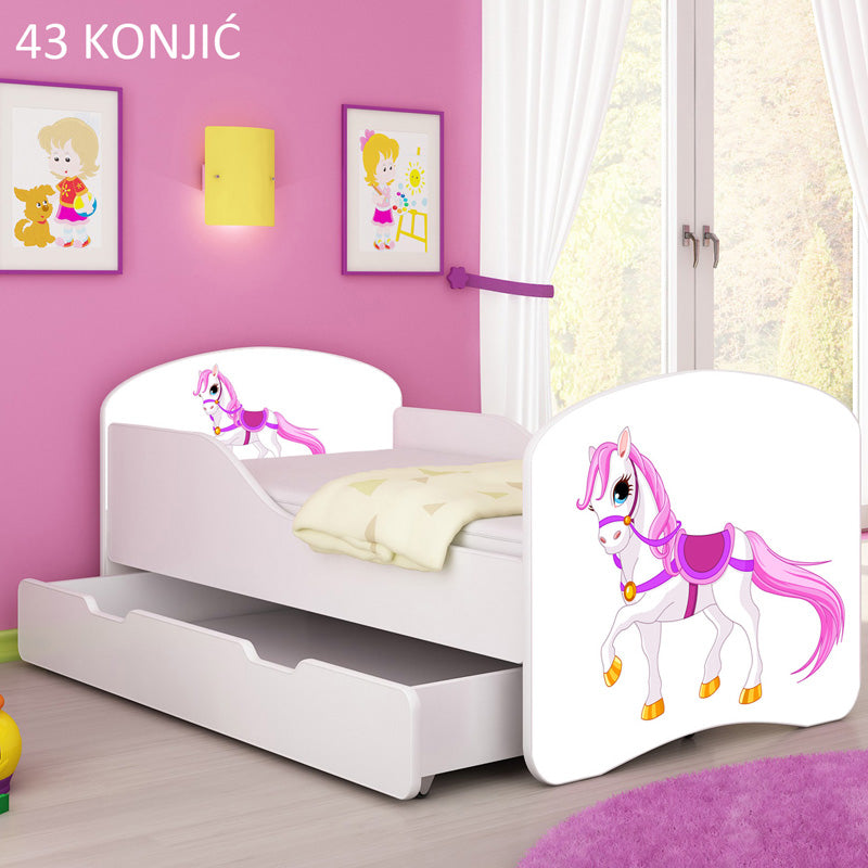 Dječji krevet ACMA s motivom + ladica 180x80 cm 43 Konjić