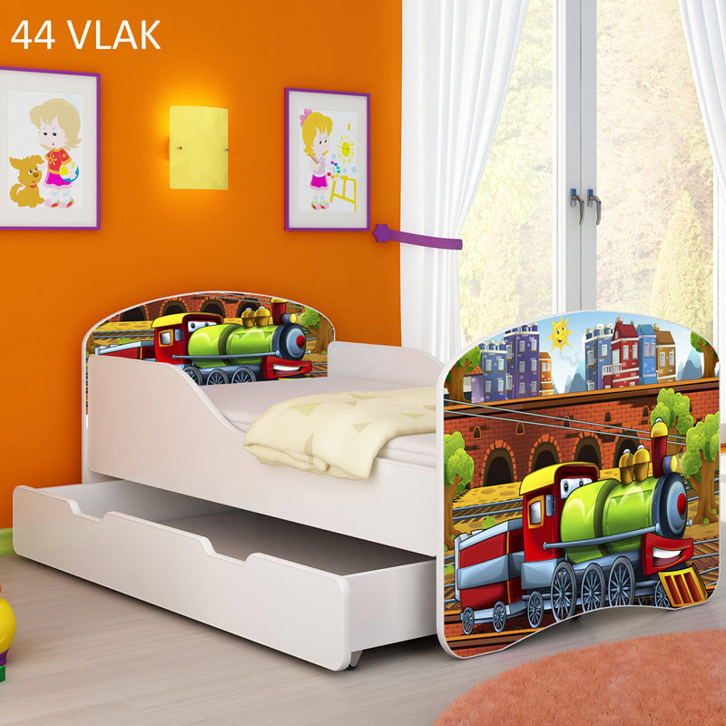 Dječji krevet ACMA s motivom + ladica 180x80 cm 44 Vlak