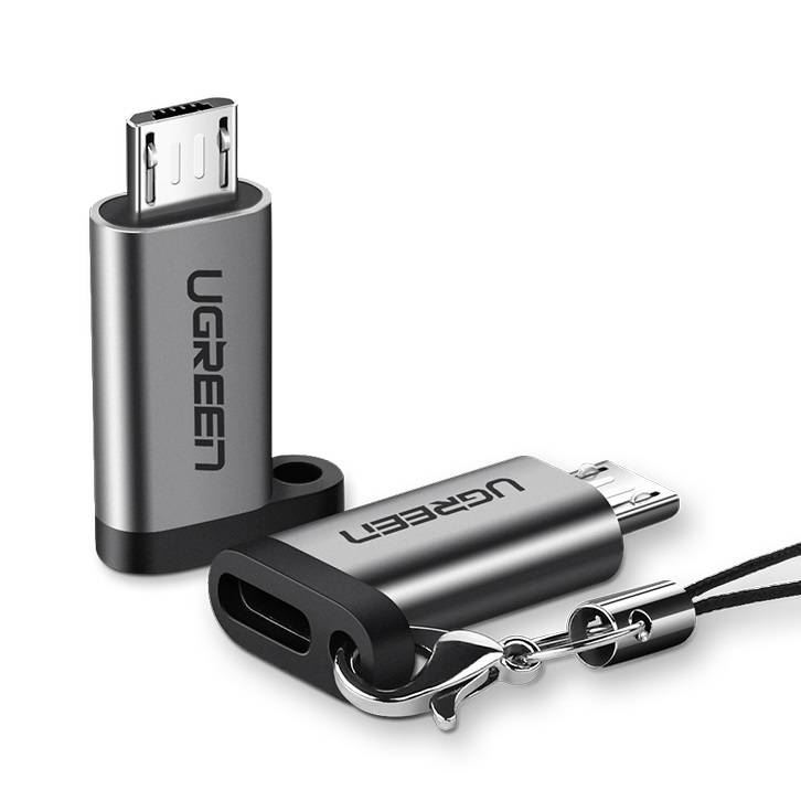 Ugreen 50590 adapter za promjenu tipa priključka kabela Micro USB USB C Sivo
