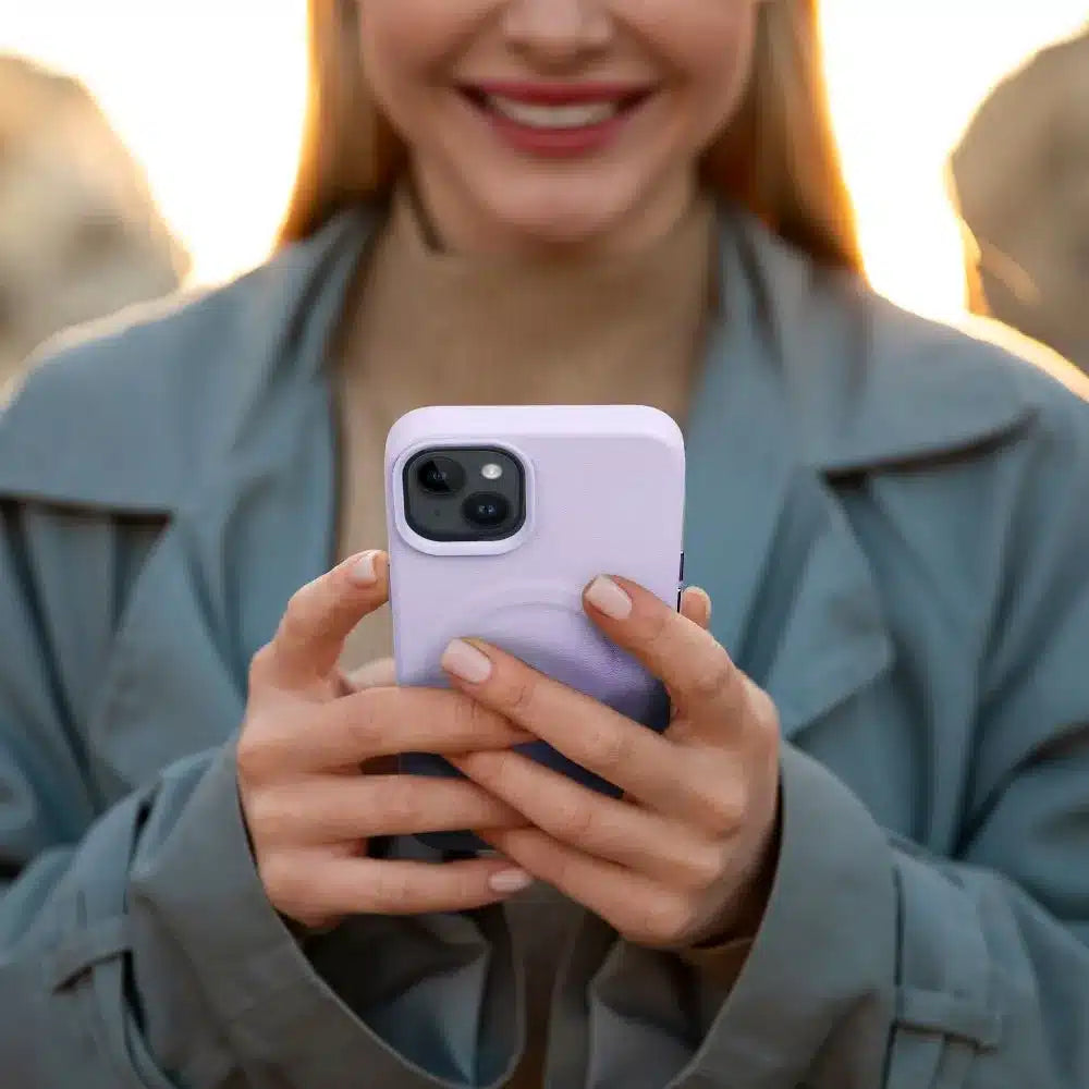 Roar kožené pouzdro Mag Case kompatibilní s MagSafe – pro iPhone 12 Pro fialové