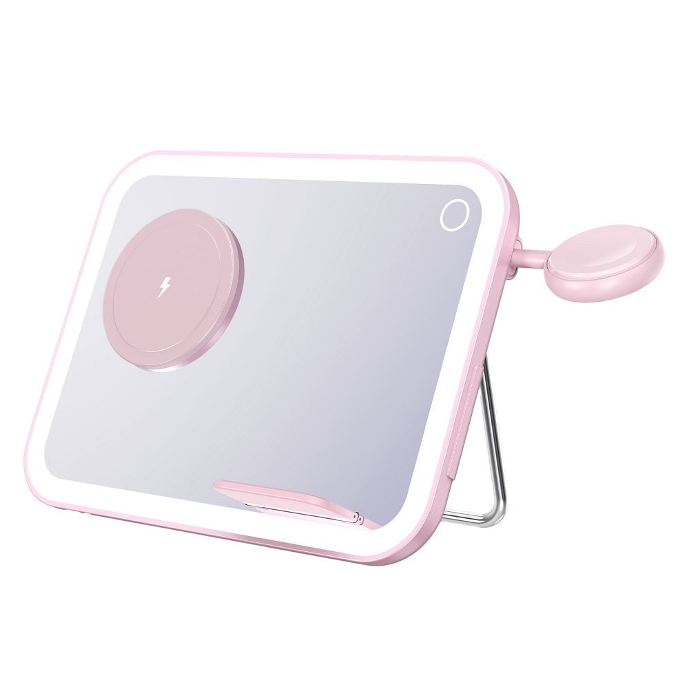 Forcell F-ENERGY Mag Mirror 3 u 1 bežični punjač od 15 W kompatibilan s MagSafe ružičaste boje