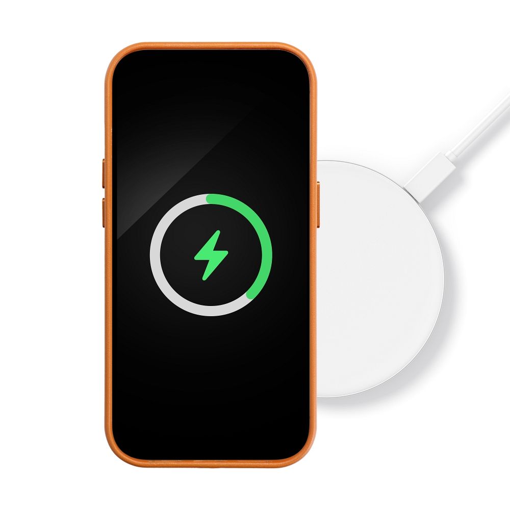 Kožené pouzdro Mag Cover pro iPhone 14 oranžové