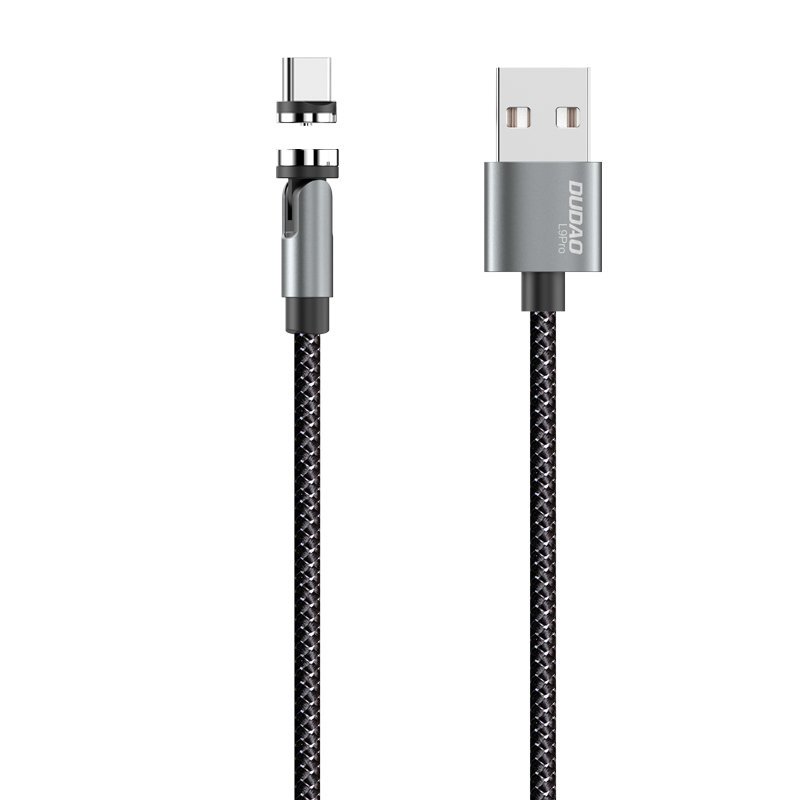 Dudao magnetni USB kabel + komplet vtičev Lightning / USB Type C / Micro USB 3 A 1 m siv