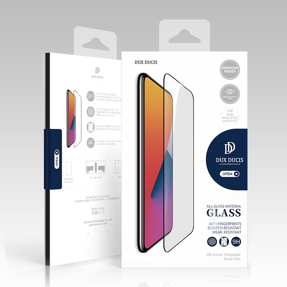 Dux Ducis 10D Kaljeno steklo 9H za cel zaslon z okvirjem za Xiaomi Redmi Note 9 5G / Redmi Note 9 T 5G