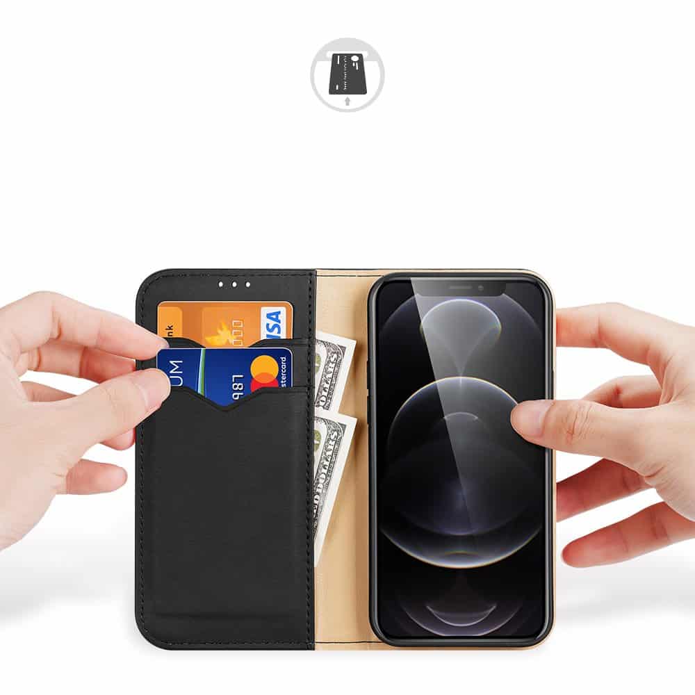 Dux Ducis Hivo pouzdro typu kniha z pravé kůže pro iPhone 13 Pro Max