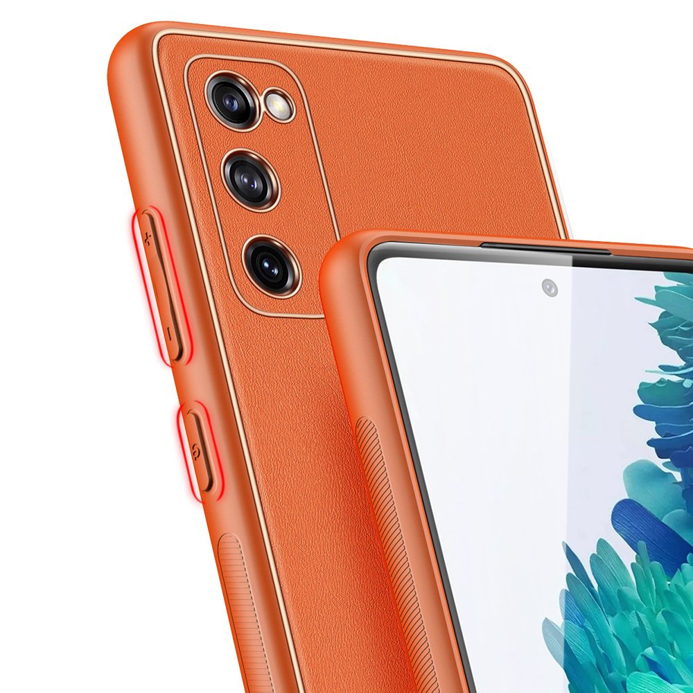 Dux Ducis Yolo elegantna maskica izrađena od meke TPU i PU kože za Samsung Galaxy S20 FE 5G narančasta