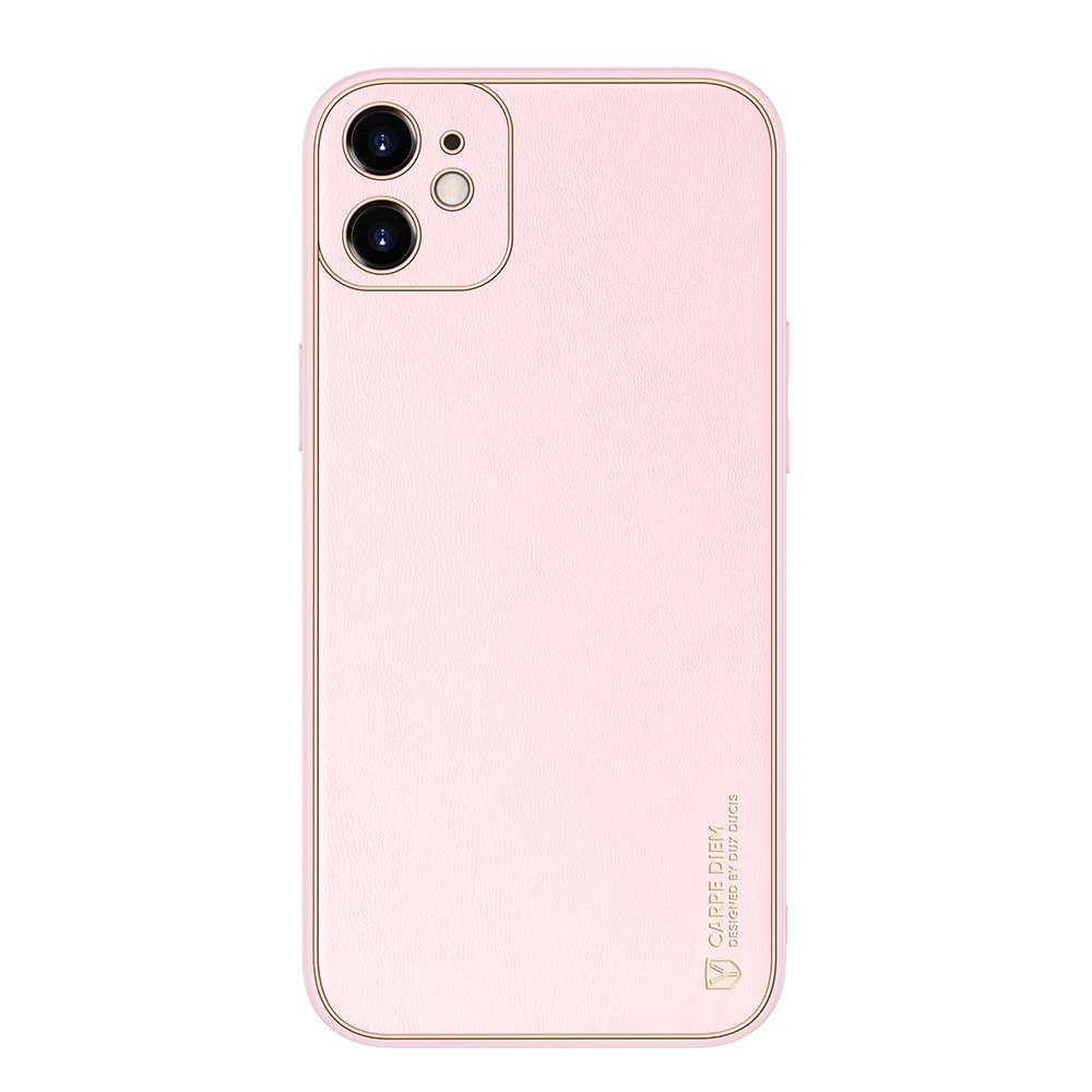 Dux Ducis Yolo elegantní pouzdro z měkkého TPU a PU kůže pro iPhone 12, růžová barva