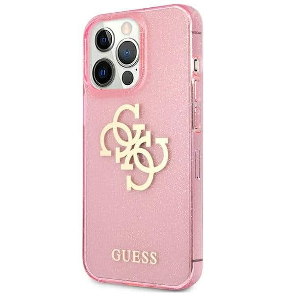Guess maska za iPhone 13 Pro ružičasta hardcase Glitter 4G Big Logo