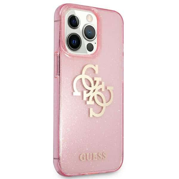Guess pouzdro pro iPhone 13 Pro růžové hardcase Glitter 4G Big Logo