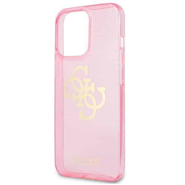 Guess pouzdro pro iPhone 13 Pro růžové hardcase Glitter 4G Big Logo