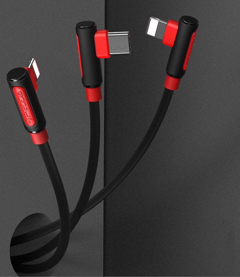 Proda Sparta USB - 2x Lightning / USB Typ C kutni kabel 5A 1m