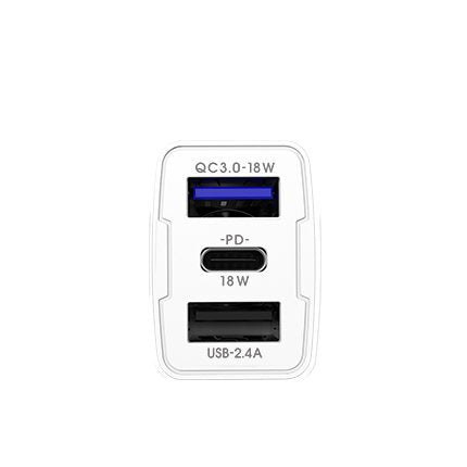 Auto punjač Power Delivery Quick Charge 3.0 18 W 2 x USB / USB Type- C