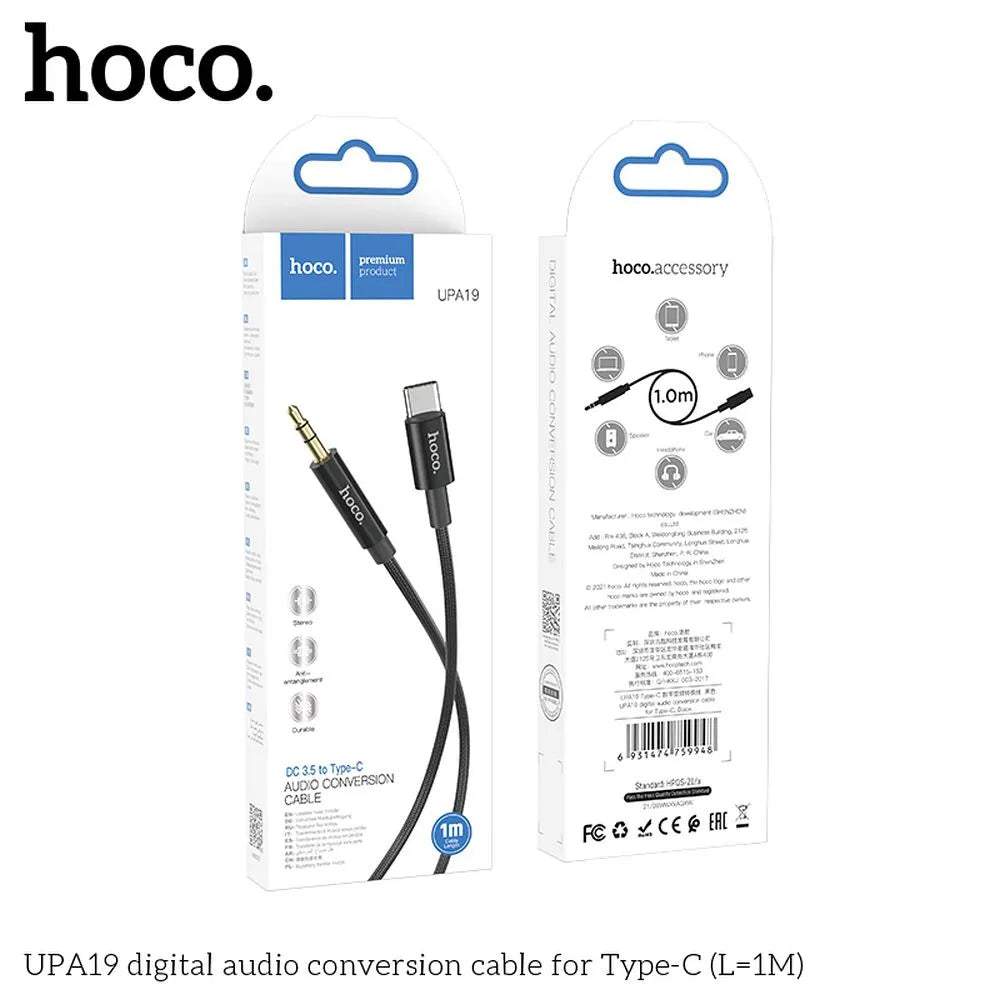 HOCO AUX Audio Jack kabel 3,5 mm na Type-C UPA19 1 m crni