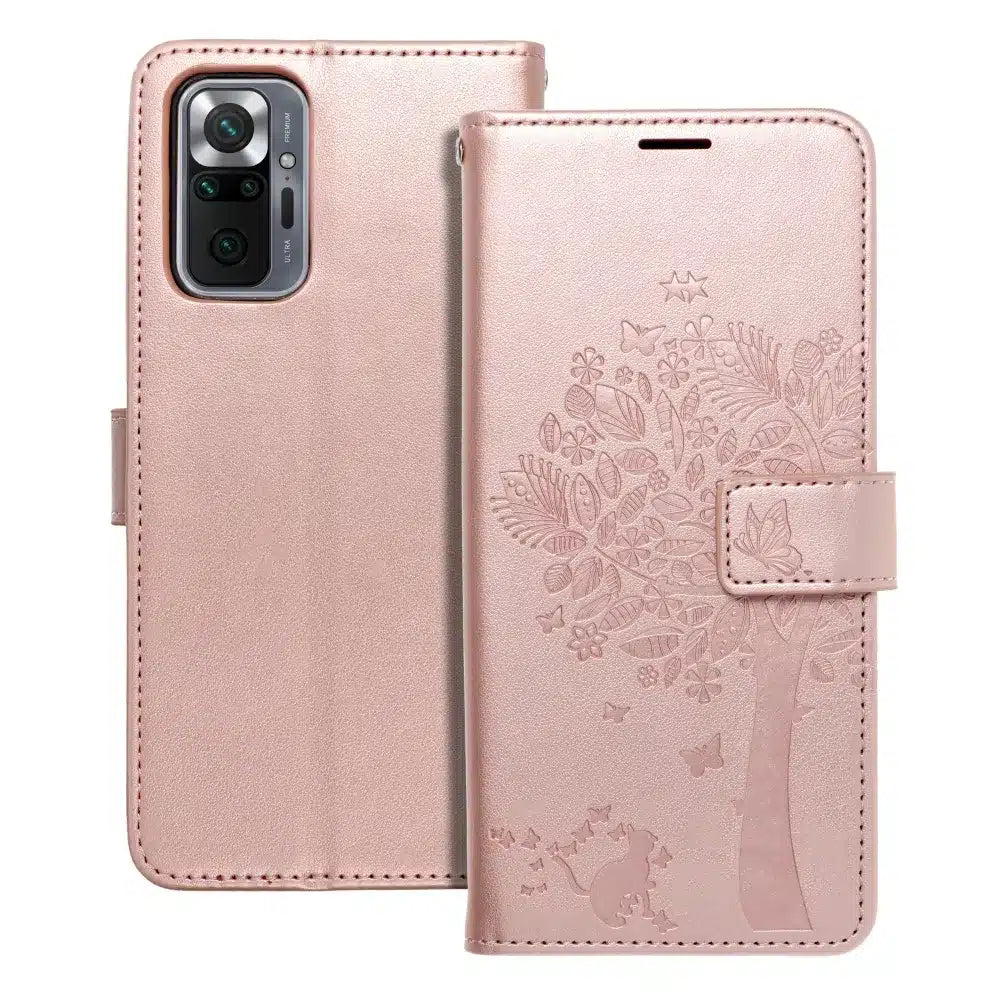 Pouzdro MEZZO Book na XIAOMI Redmi NOTE 10 Pro strom růžové zlato