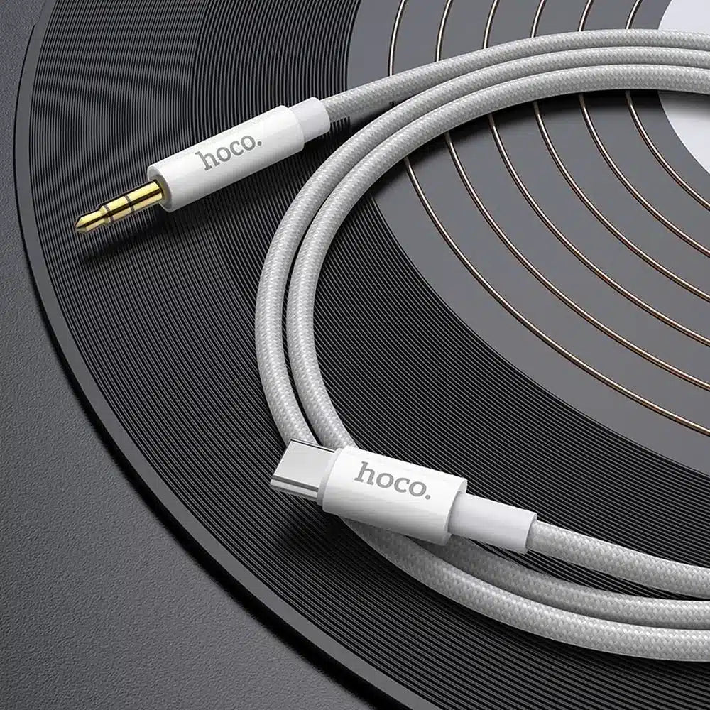 HOCO AUX Audio Jack kabel 3,5 mm na Type-C UPA19 1 m stříbrný
