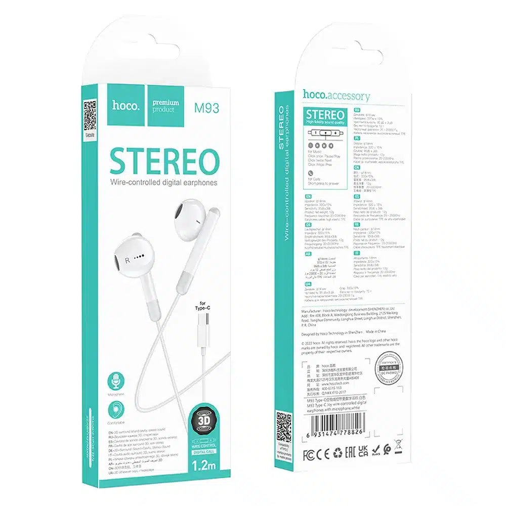 HOCO slušalice / in-ear slušalice Type C M93 bijele