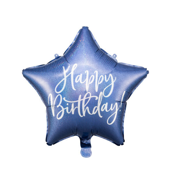 Folija balon zvijezda plava Happy Birthday 40cm