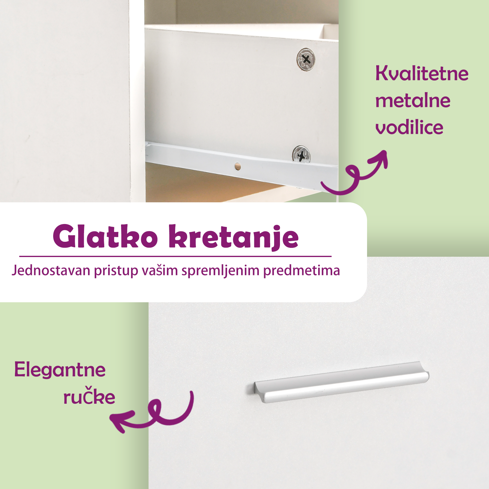 Komode bijela 3 kom od konstruiranog drva