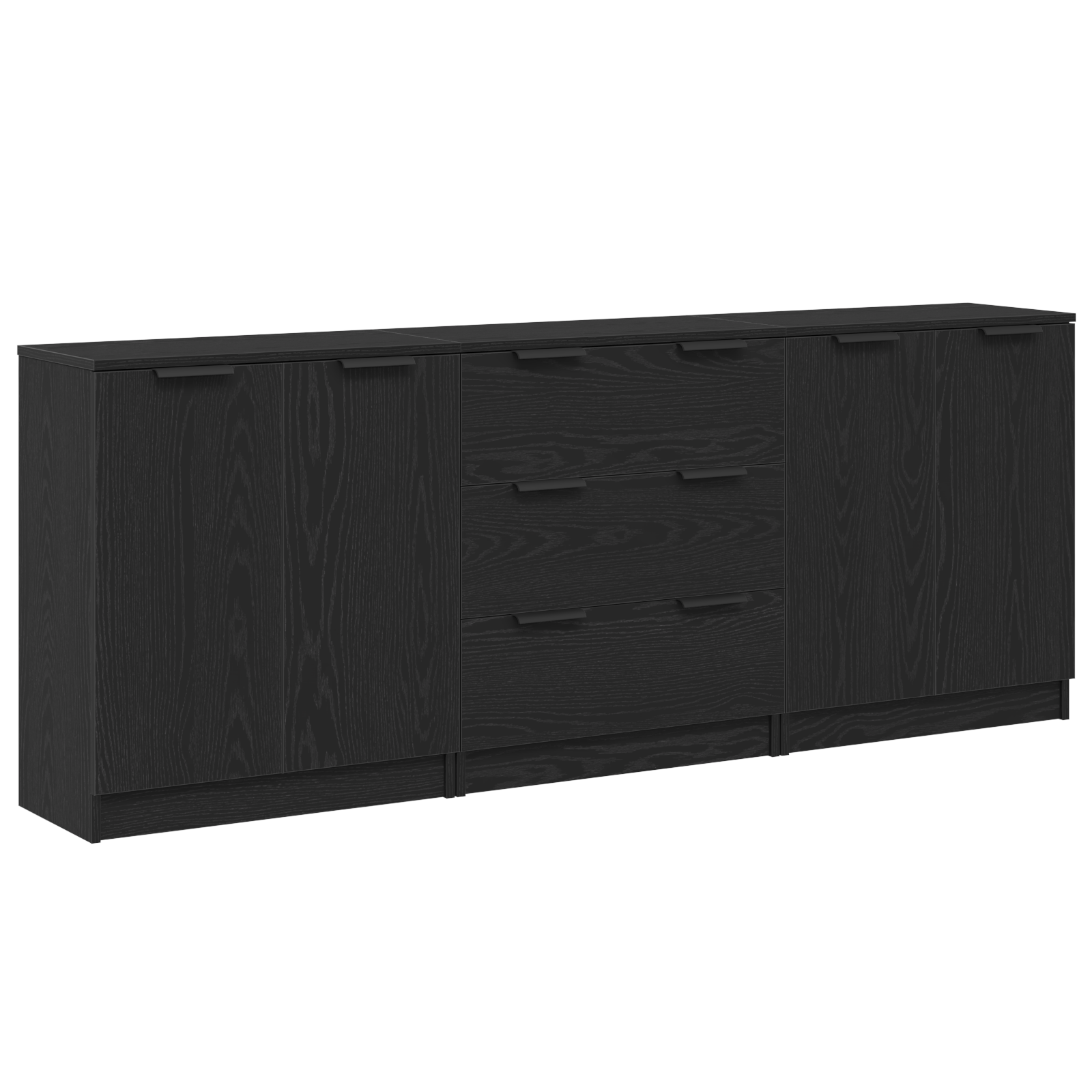 Kreveta 3 pcs Crni hrast 180 x 30 x 70 cm Konstruirano drvo