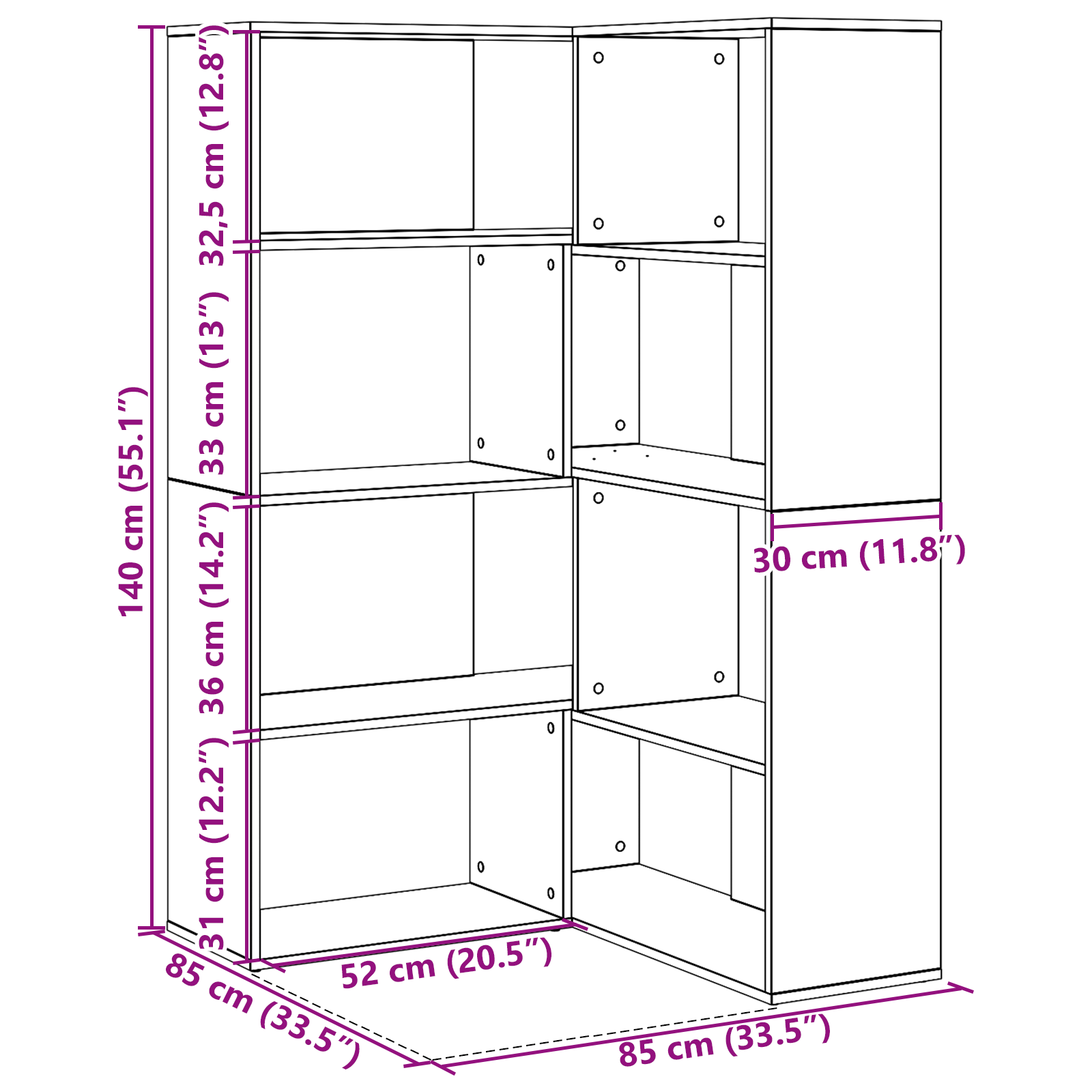 Ormarić 2 pcs Crni hrast 85 x 85 x 140 cm Konstruirano drvo