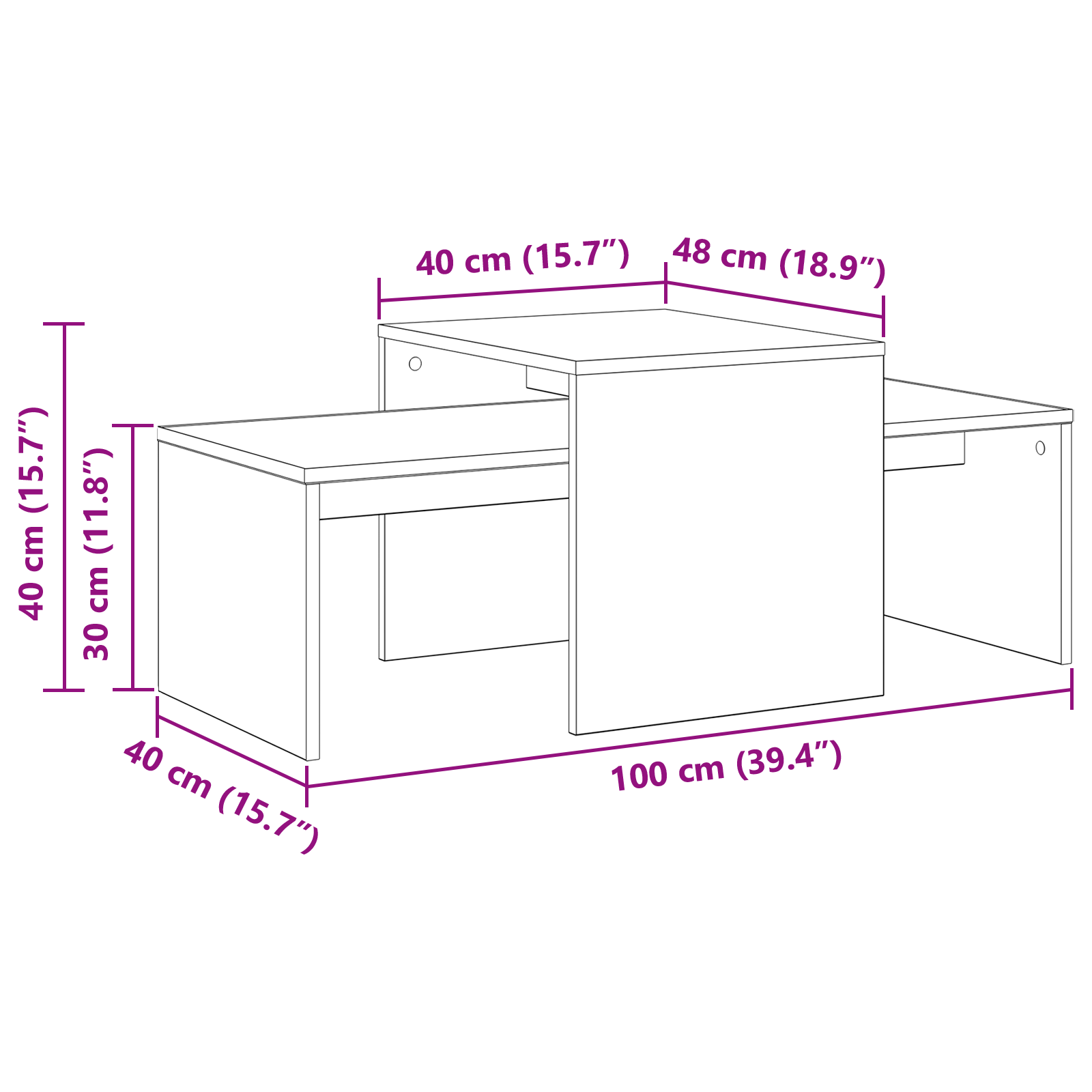 Stolovi za slaganje Crni hrast 100 x 48 x 40 cm