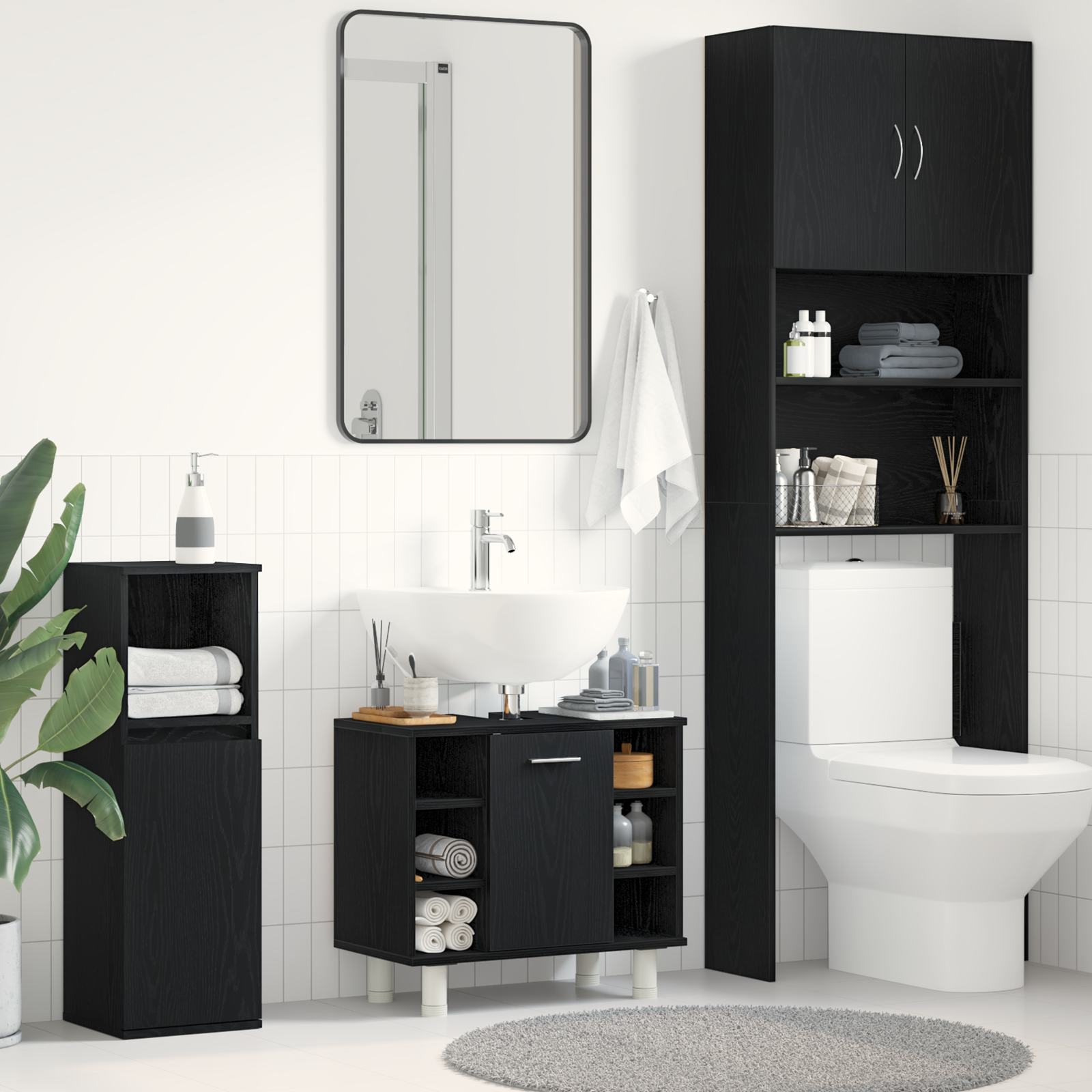 Kupaonski ormar Crni hrast 60 x 32 x 54 cm Konstruirano drvo
