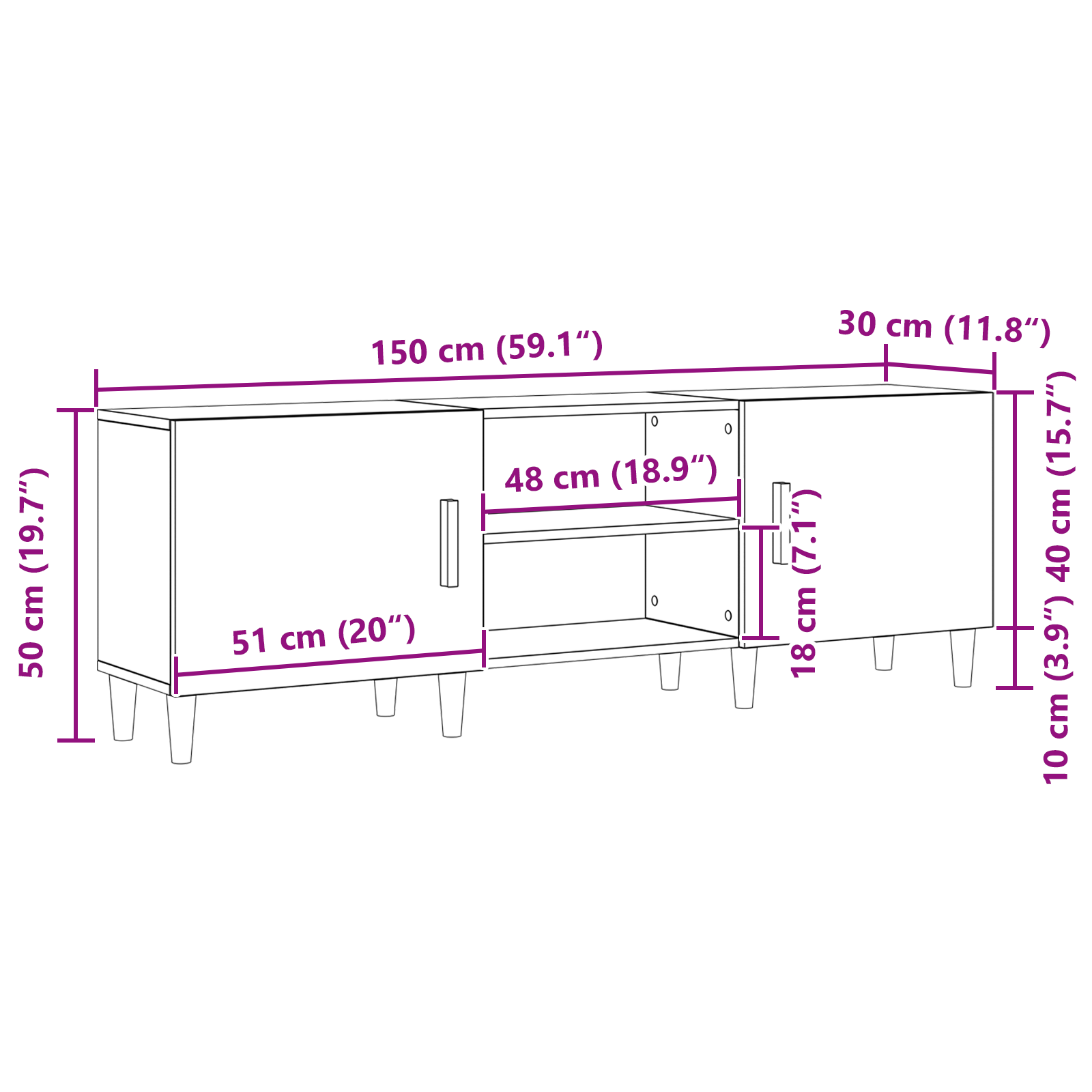 TV ormar Crni hrast 150 x 30 x 50 cm Konstruirano drvo