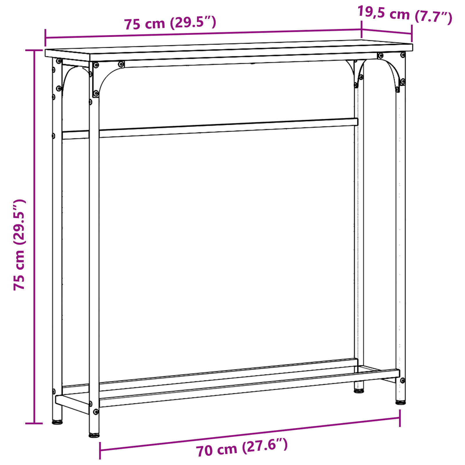 Konzolna stolica Crni hrast 75 x 19,5 x 75 cm Konstruirano drvo