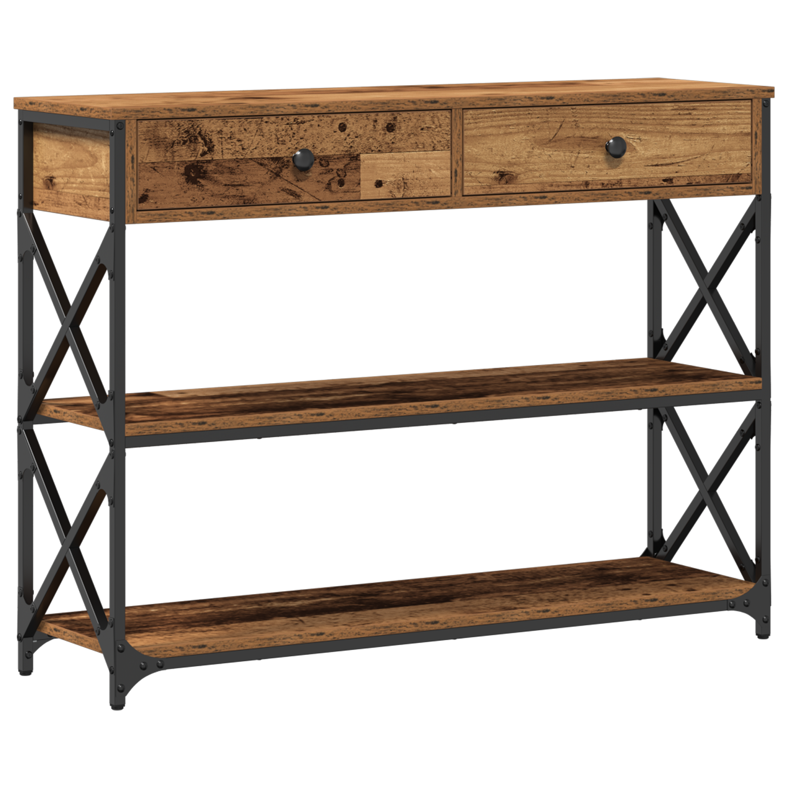 Konzolna stolica s ladicama Staro drvo 100 x 28 x 75 cm
