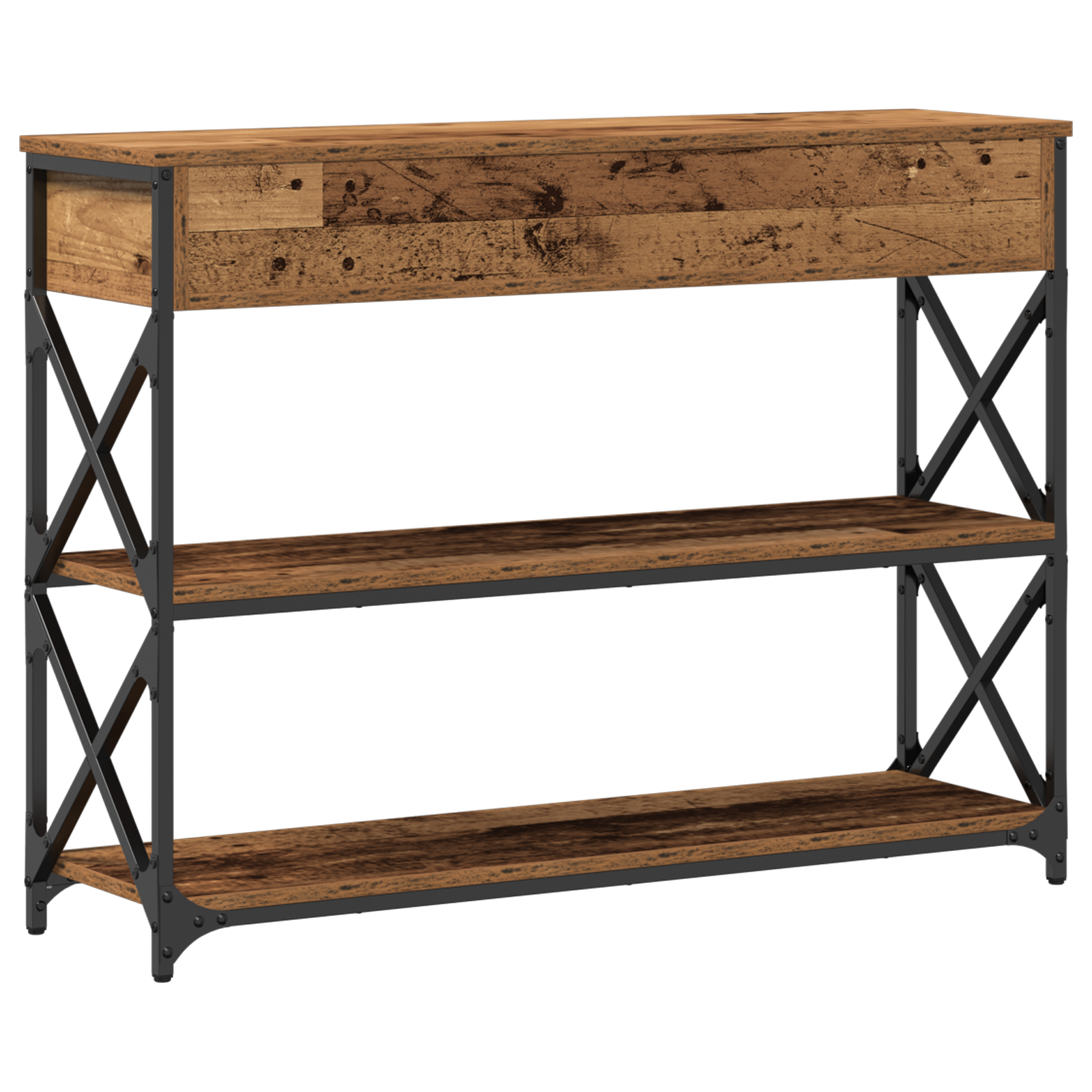 Konzolna stolica s ladicama Staro drvo 100 x 28 x 75 cm