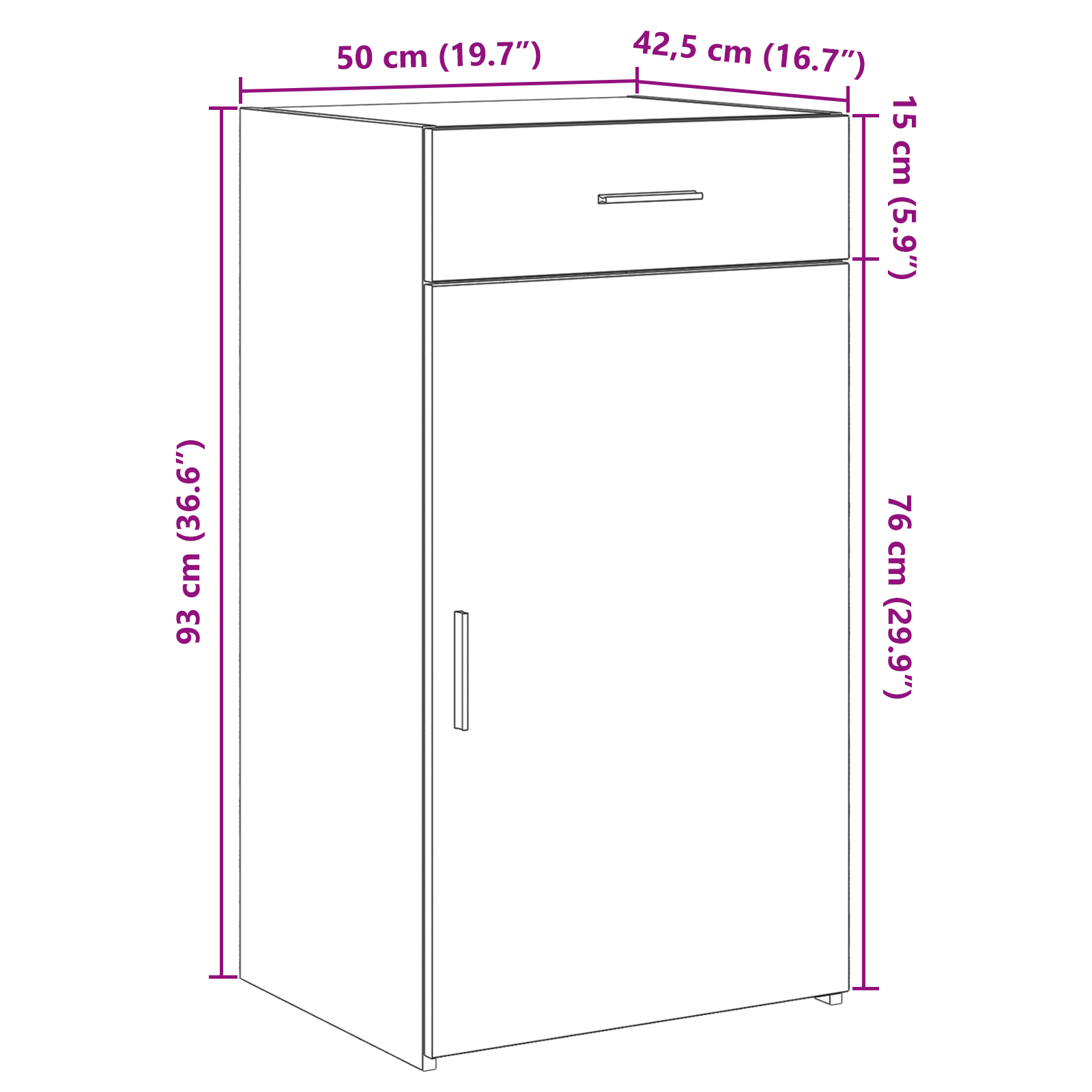 Kreveta s ladicama Umjetnički hrast 50 x 42,5 x 93 cm