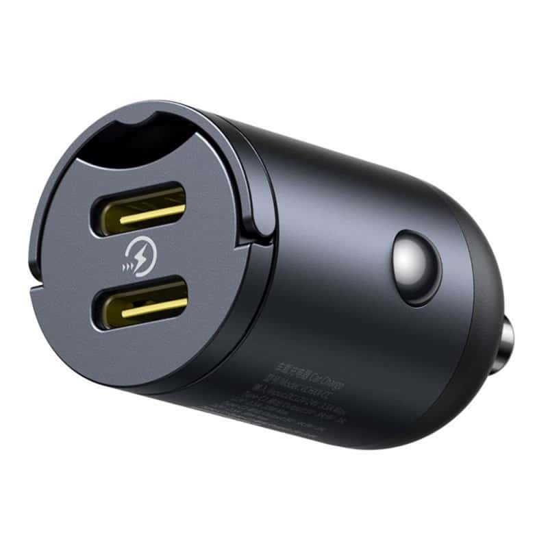Auto punjač Baseus Tiny Star 30W 3A 2 x USB-C crni
