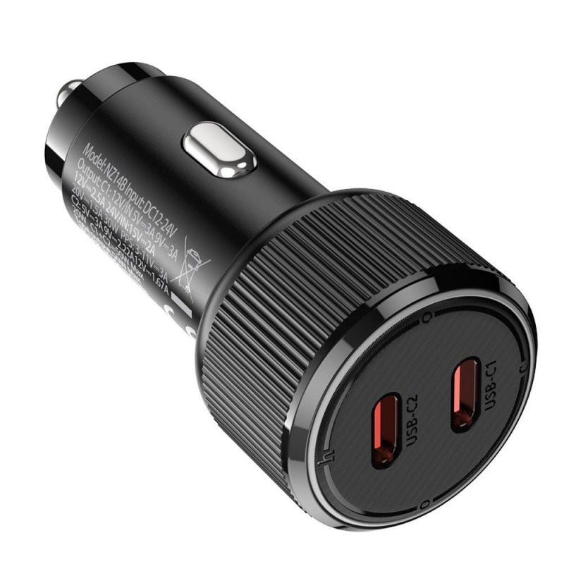 Nabíječka do auta Hoco NZ14B 50W 3A 2 x USB-C černá