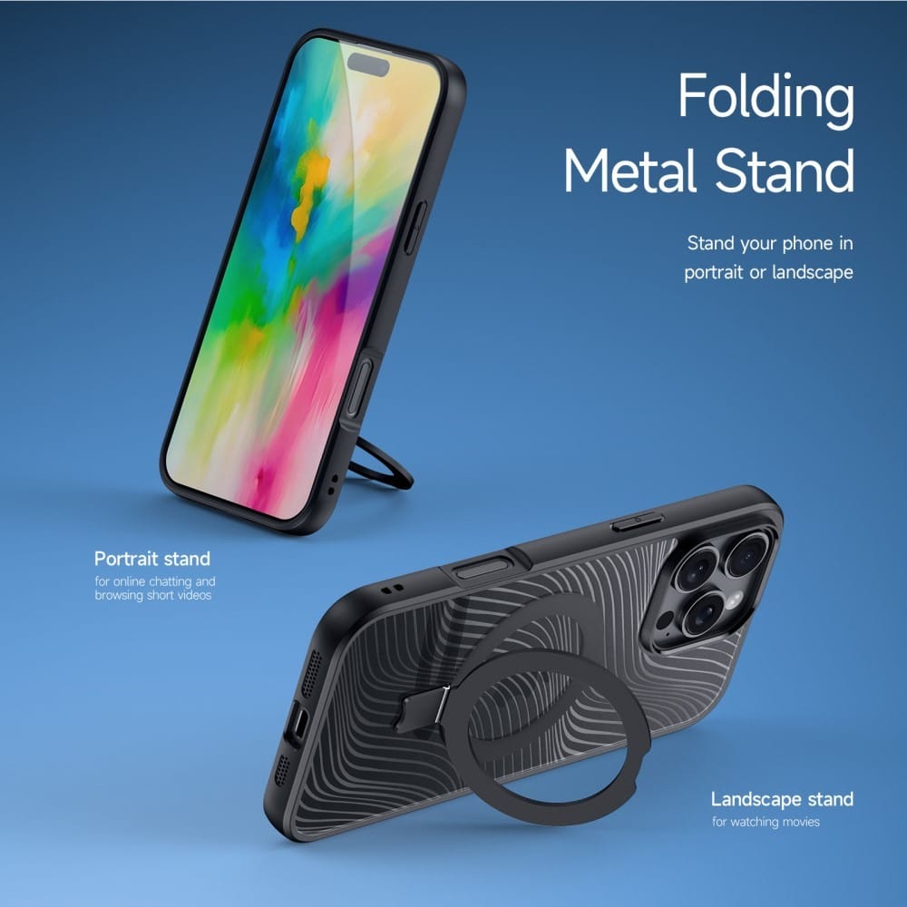 Dux Ducis Aimo Mag kryt s MagSafe a stojánkem pro iPhone 16 Pro Max – černá