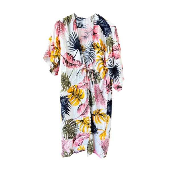 Kaftan Leaf Print Fuxia