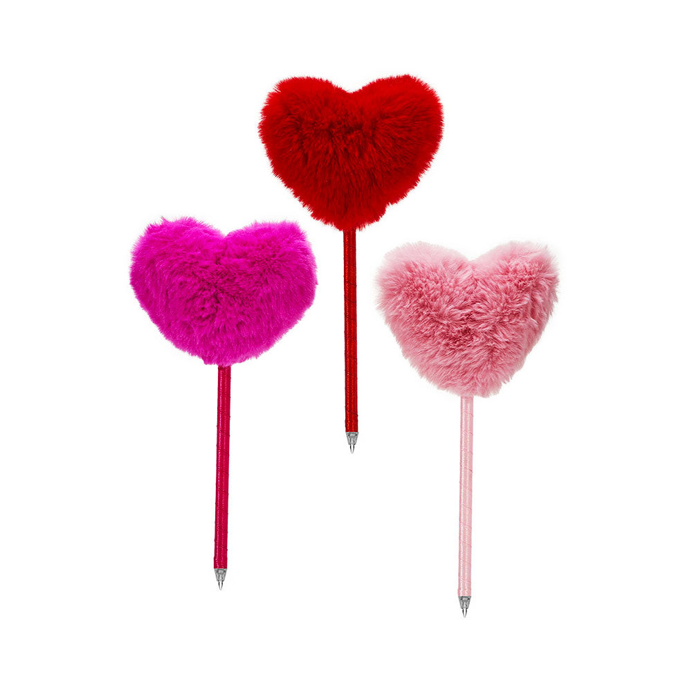 Kemijska olovka sa pom-pom srcem – 21 cm Fuxia
