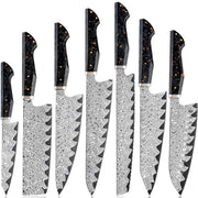 Set damaškovih kuhinjskih noževa KU-38065 - Crna KP38065