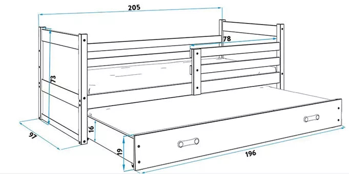 Krevet BMS Rico za 2 osobe 200x90 cm, GRF grafit