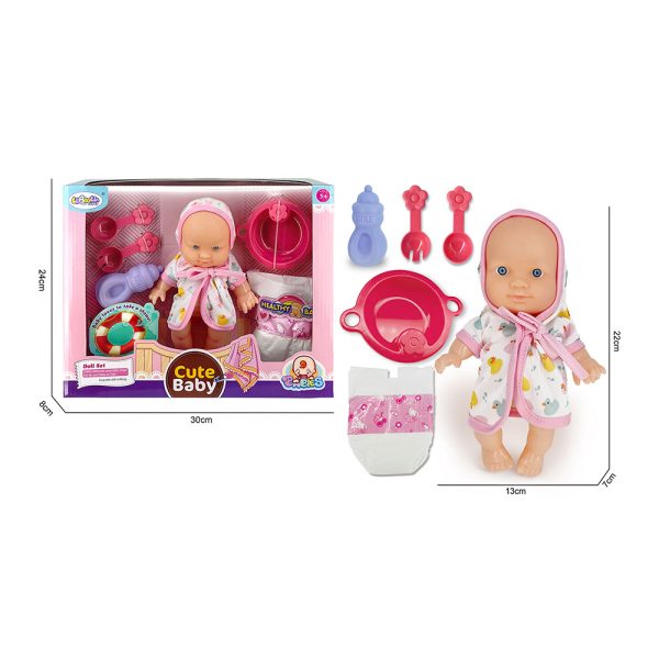 Lutka Cute Baby – Realistična beba s priborom za igru Roza