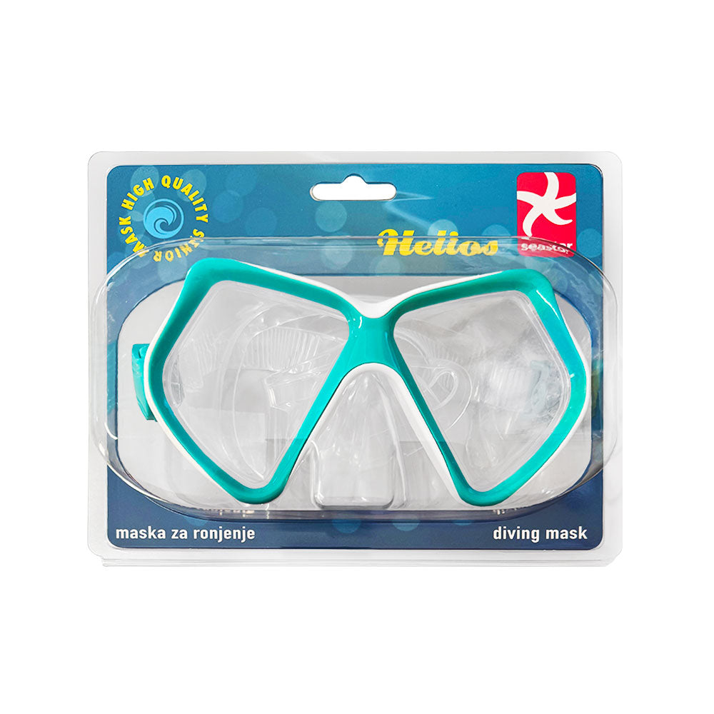 Maska za ronjenje Helios – Kaljeno staklo, PVC, za odrasle Crvena