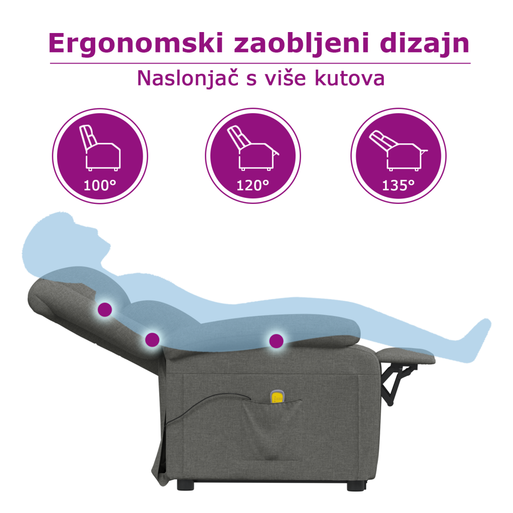 Masažna fotelja od tkanine krem