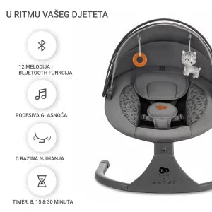 Kinderkraft Električna njihaljka LUMI 2, Dark Grey