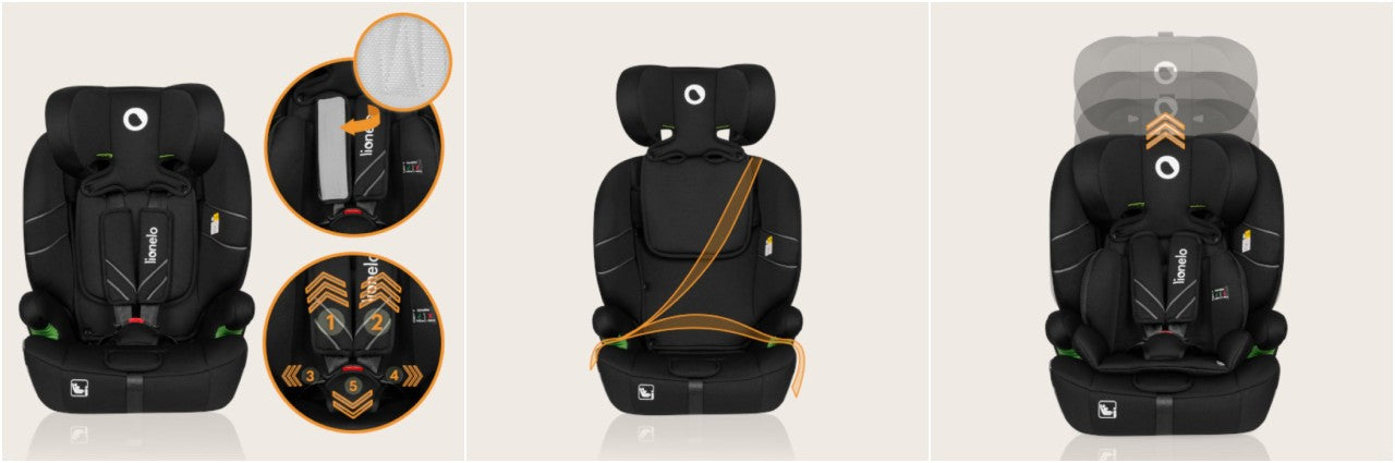 Lionelo autosjedalica Levi One i-Size 9-36 kg (76-150 cm), Black Carbon